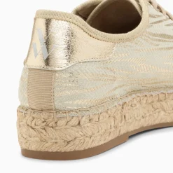 Vanessa Wu Baskets Espadrilles Kourtney Or Imprime Zebre A Lacets Discount