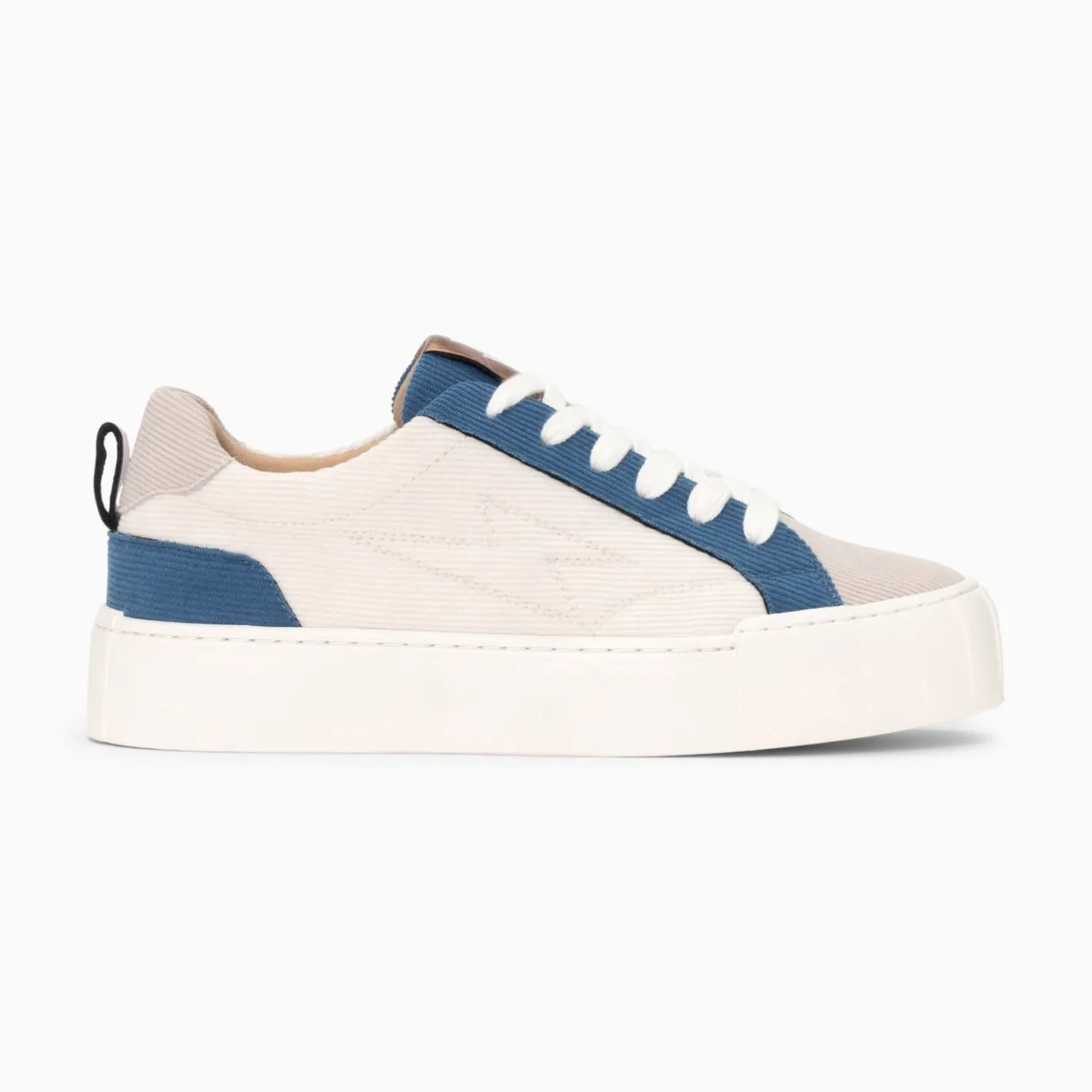 Vanessa Wu Baskets Fara Cotelees Beige Et Bleu A Lacets Sale