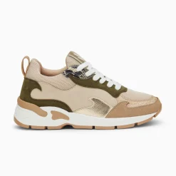 Vanessa Wu Baskets Flamme Arya Beige Et Kaki
