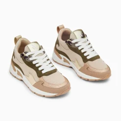 Vanessa Wu Baskets Flamme Arya Beige Et Kaki