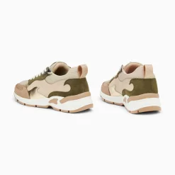 Vanessa Wu Baskets Flamme Arya Beige Et Kaki