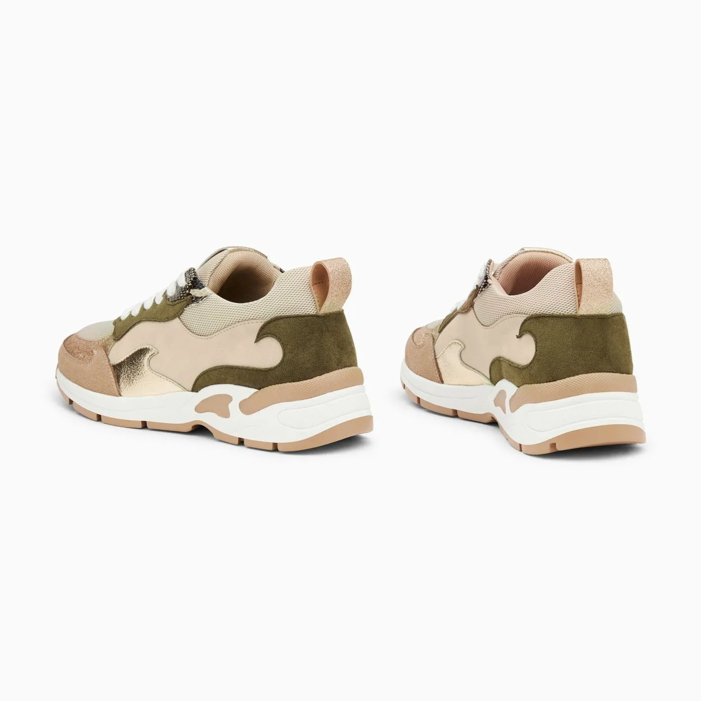 Vanessa Wu Baskets Flamme Arya Beige Et Kaki