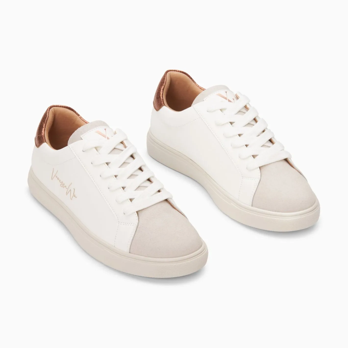 Vanessa Wu Baskets Isabella Blanc Et Bronze A Lacets Outlet