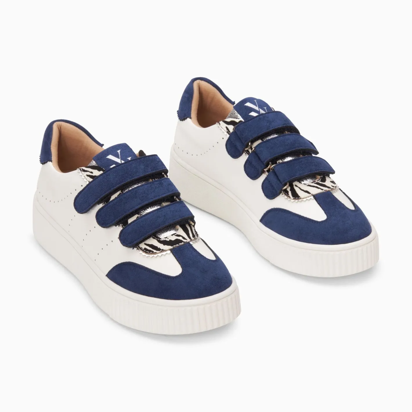 Vanessa Wu Baskets Marie Blanc Et Bleu Marine A Scratchs Best