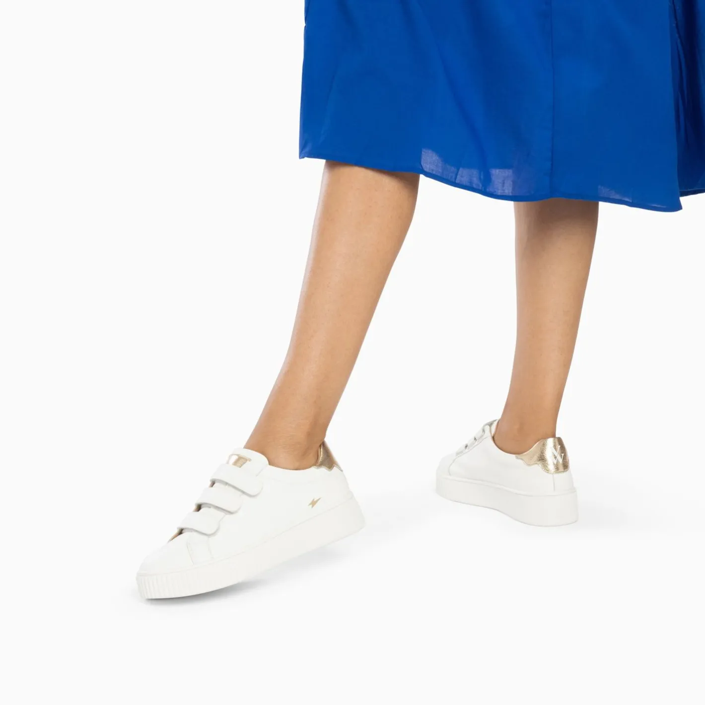 Vanessa Wu Baskets Mini Eclair Solange Blanc Et Or A Scratchs