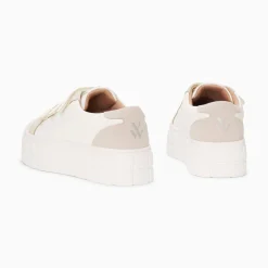 Vanessa Wu Baskets Monica Blanches A Scratchs Glitter Et Plateforme