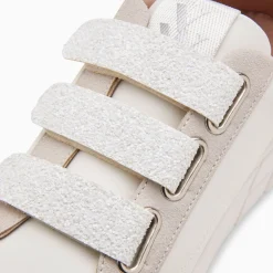 Vanessa Wu Baskets Monica Blanches A Scratchs Glitter Et Plateforme