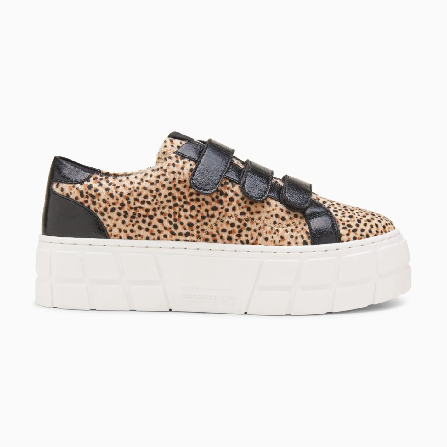 Vanessa Wu Baskets Monica Guepard A Scratchs Noirs Et Plateforme Clearance