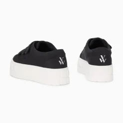 Vanessa Wu Baskets Monica Noires A Scratchs Glitter Et Plateforme New