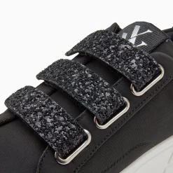 Vanessa Wu Baskets Monica Noires A Scratchs Glitter Et Plateforme New