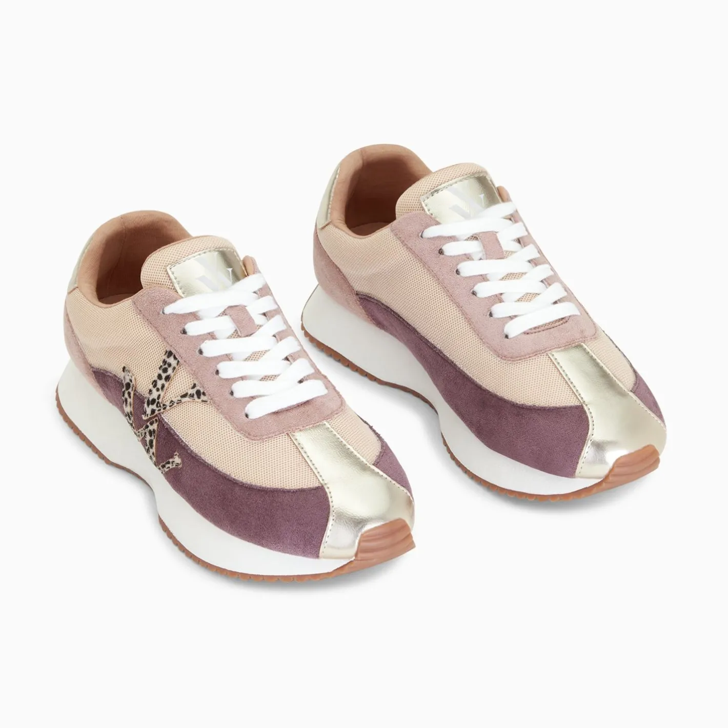 Vanessa Wu Baskets Monogramme Adelie Violet Et Beige A Semelle Running Hot