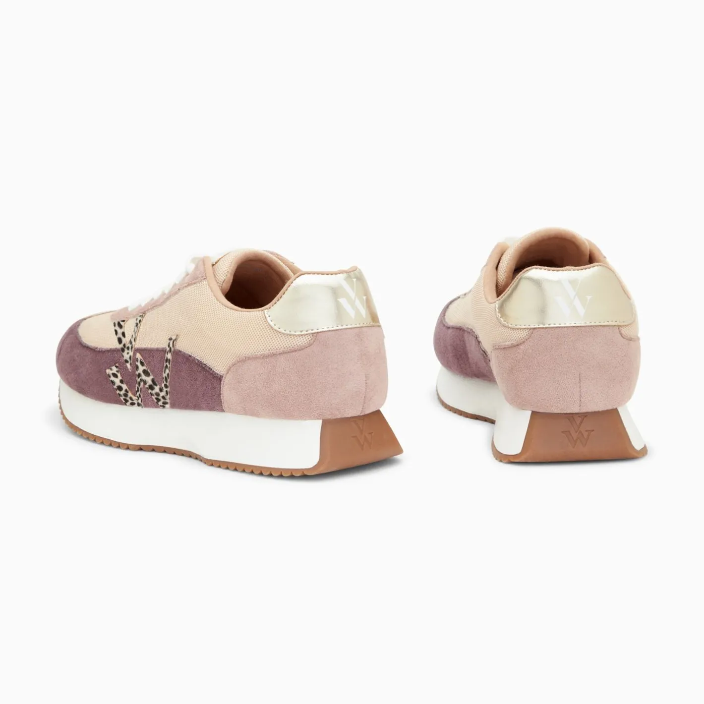 Vanessa Wu Baskets Monogramme Adelie Violet Et Beige A Semelle Running Hot
