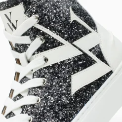 Vanessa Wu Baskets Monogramme Alix Montantes A Paillettes Noires Outlet