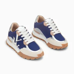 Vanessa Wu Baskets Monogramme Caterina Bleu A Semelle Running Hot