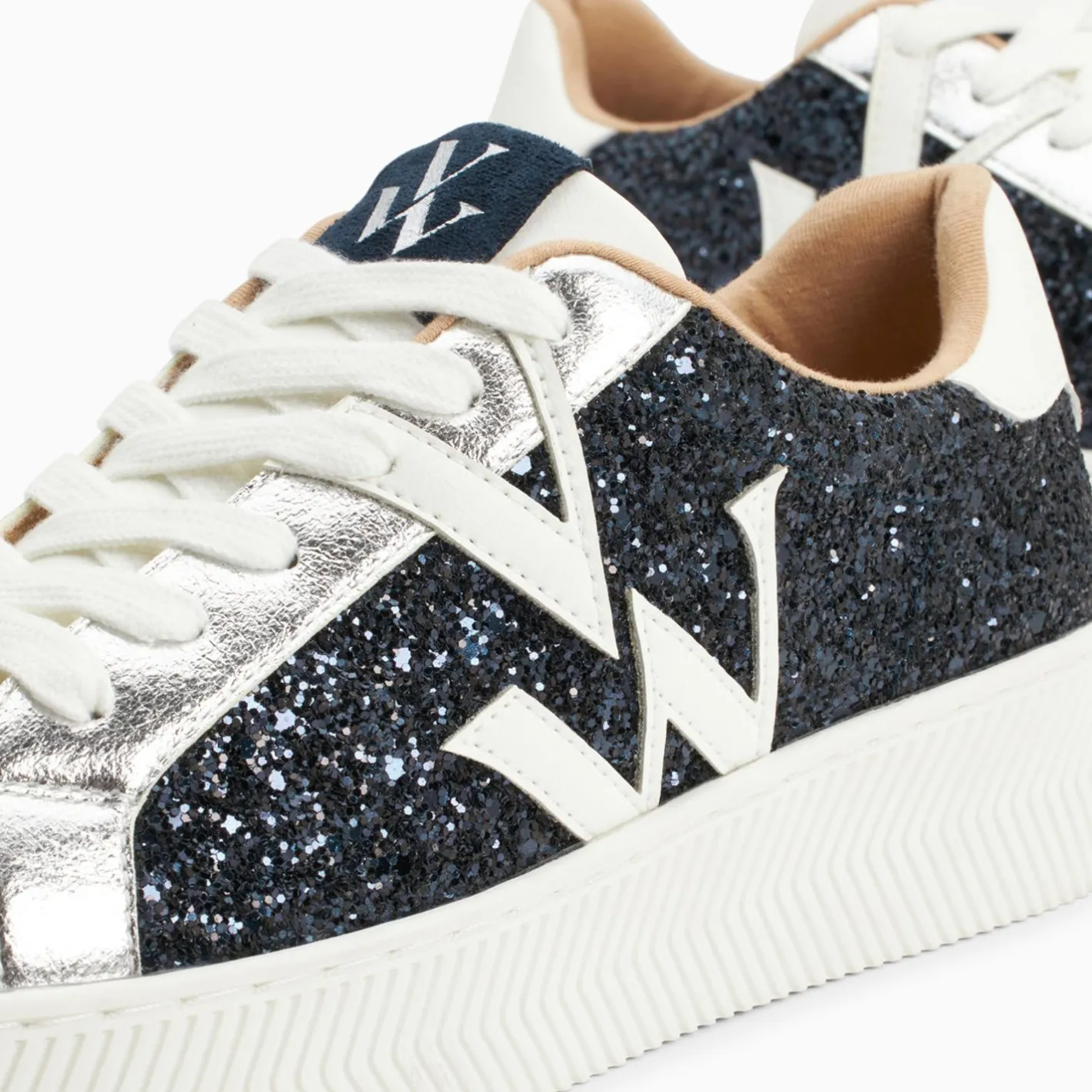 Vanessa Wu Baskets Monogramme Estelle A Paillettes Bleues New