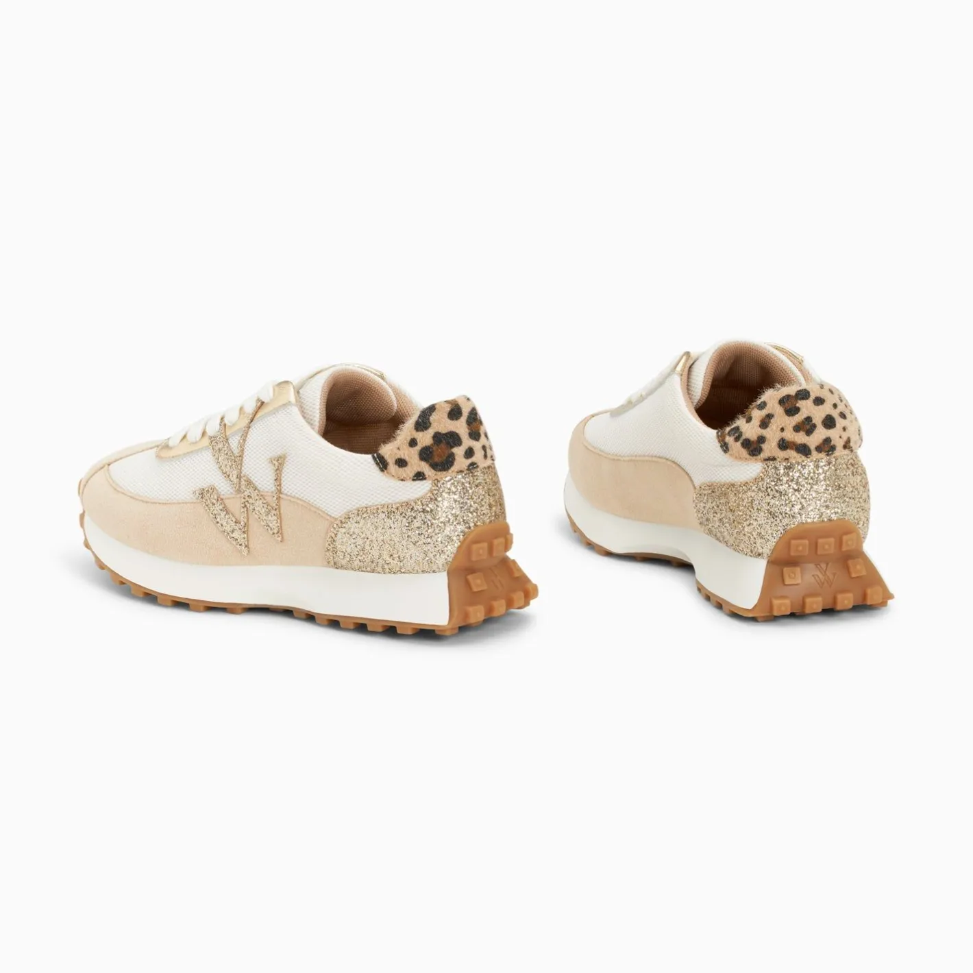 Vanessa Wu Baskets Monogramme Faustine Ivoire Et Beige A Semelle Running Hot