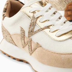 Vanessa Wu Baskets Monogramme Faustine Ivoire Et Beige A Semelle Running Hot