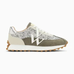 Vanessa Wu Baskets Monogramme Faustine Argent Et Gris A Semelle Running Clearance