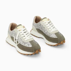 Vanessa Wu Baskets Monogramme Faustine Argent Et Gris A Semelle Running Clearance