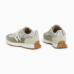 Vanessa Wu Baskets Monogramme Faustine Argent Et Gris A Semelle Running Clearance