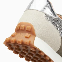 Vanessa Wu Baskets Monogramme Faustine Argent Et Gris A Semelle Running Clearance