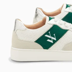Vanessa Wu Baskets Monogramme Flavie Perforees Gris Et Vert A Lacets Sale