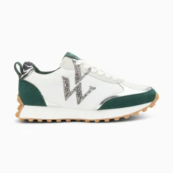 Vanessa Wu Baskets Monogramme Grace Blanc Et Vert A Semelle Running New