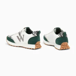Vanessa Wu Baskets Monogramme Grace Blanc Et Vert A Semelle Running New