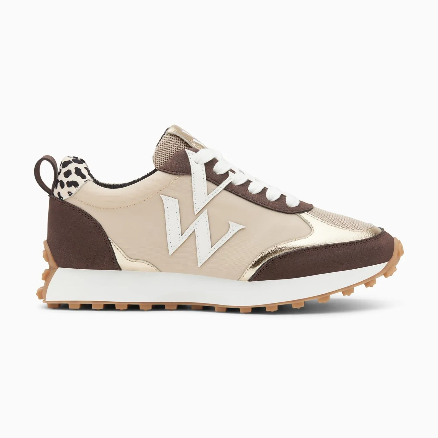 Vanessa Wu Baskets Monogramme Grace Beige Et Marron A Semelle Running Online