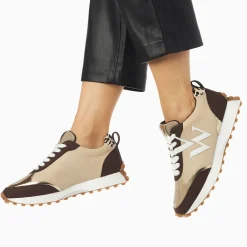 Vanessa Wu Baskets Monogramme Grace Beige Et Marron A Semelle Running Online