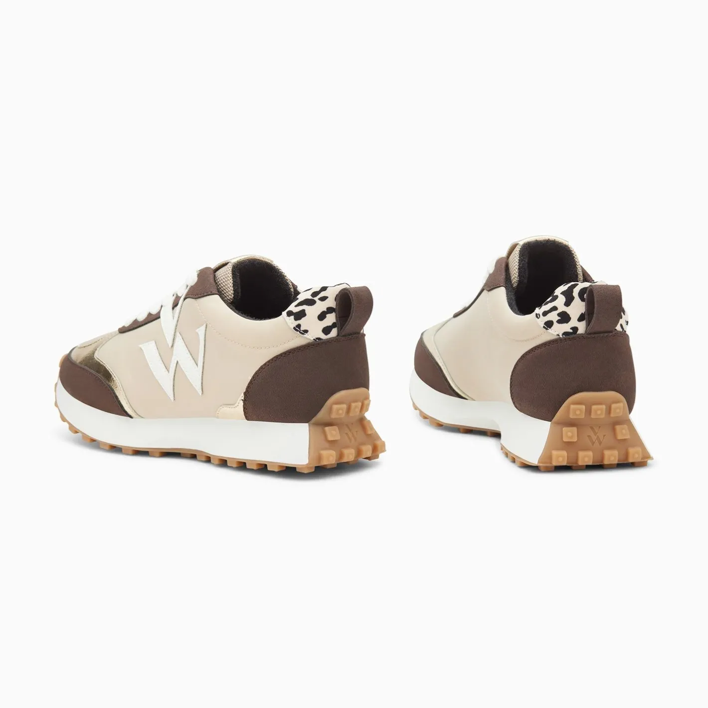 Vanessa Wu Baskets Monogramme Grace Beige Et Marron A Semelle Running Online