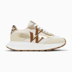 Vanessa Wu Baskets Monogramme Ines Camel Et Or A Semelle Oversize Online