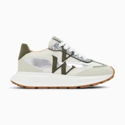 Vanessa Wu Baskets Monogramme Ines Kaki Et Argent A Semelle Oversize Sale