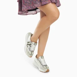 Vanessa Wu Baskets Monogramme Ines Kaki Et Argent A Semelle Oversize Sale