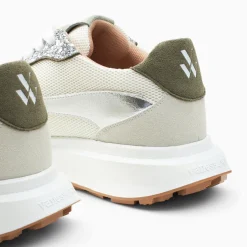 Vanessa Wu Baskets Monogramme Ines Kaki Et Argent A Semelle Oversize Sale