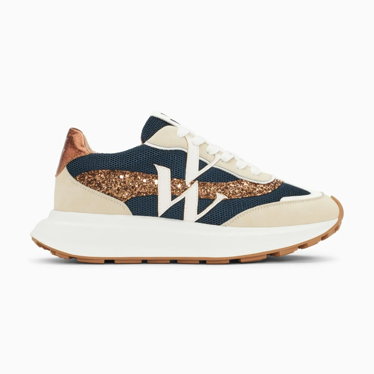 Vanessa Wu Baskets Monogramme Ines Marine Et Bronze A Semelle Oversize Online