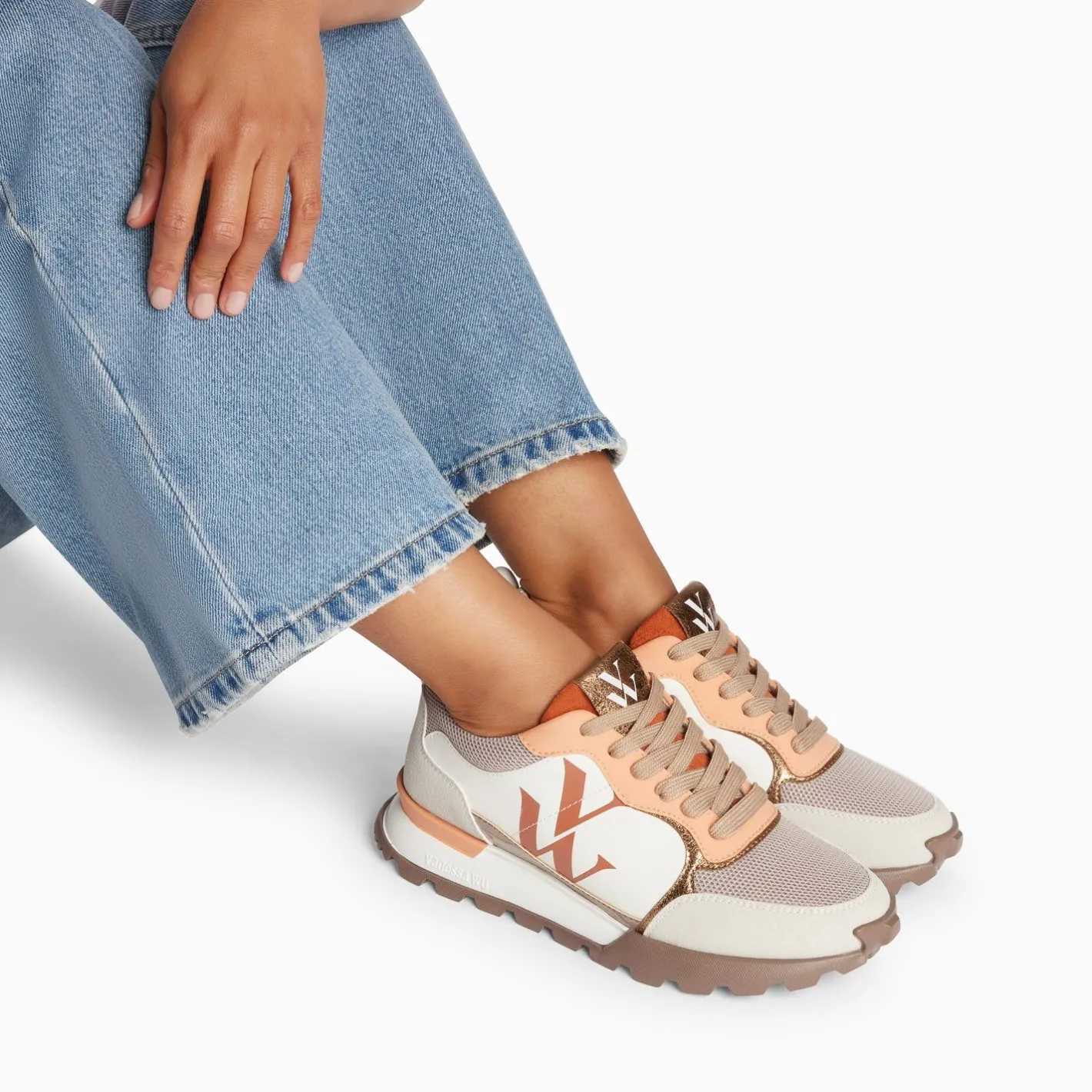 Vanessa Wu Baskets Monogramme Ombeline Orange A Semelle Running Sale