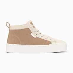 Vanessa Wu Baskets Montantes Clarisse Cotelees Beige Et Taupe Discount