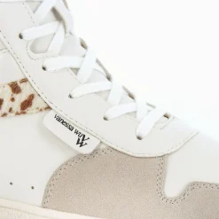 Vanessa Wu Baskets Montantes Kassidy Blanches A Detail Vache Clearance