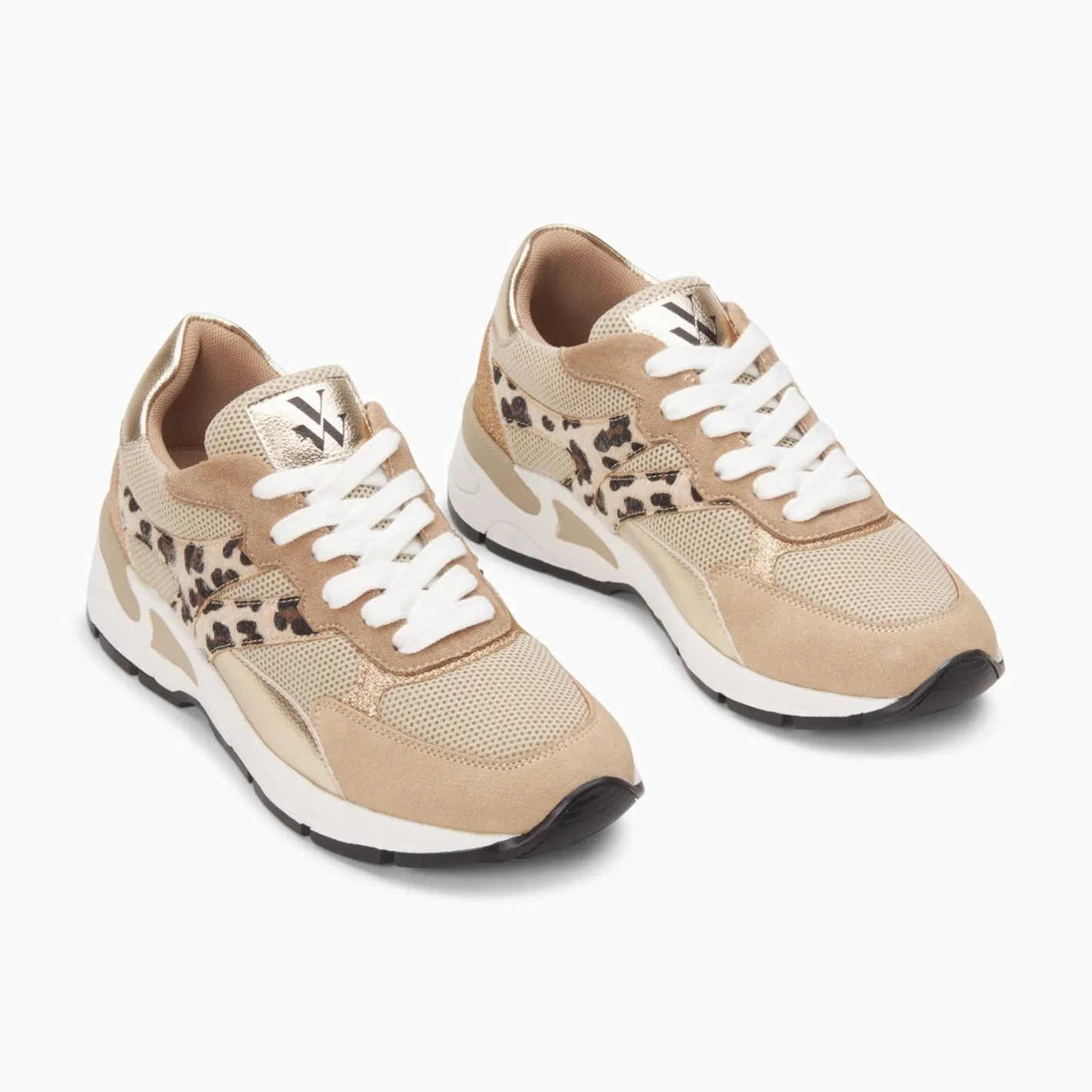 Vanessa Wu Baskets Montorgueil Beige Et Leopard A Lacets Online
