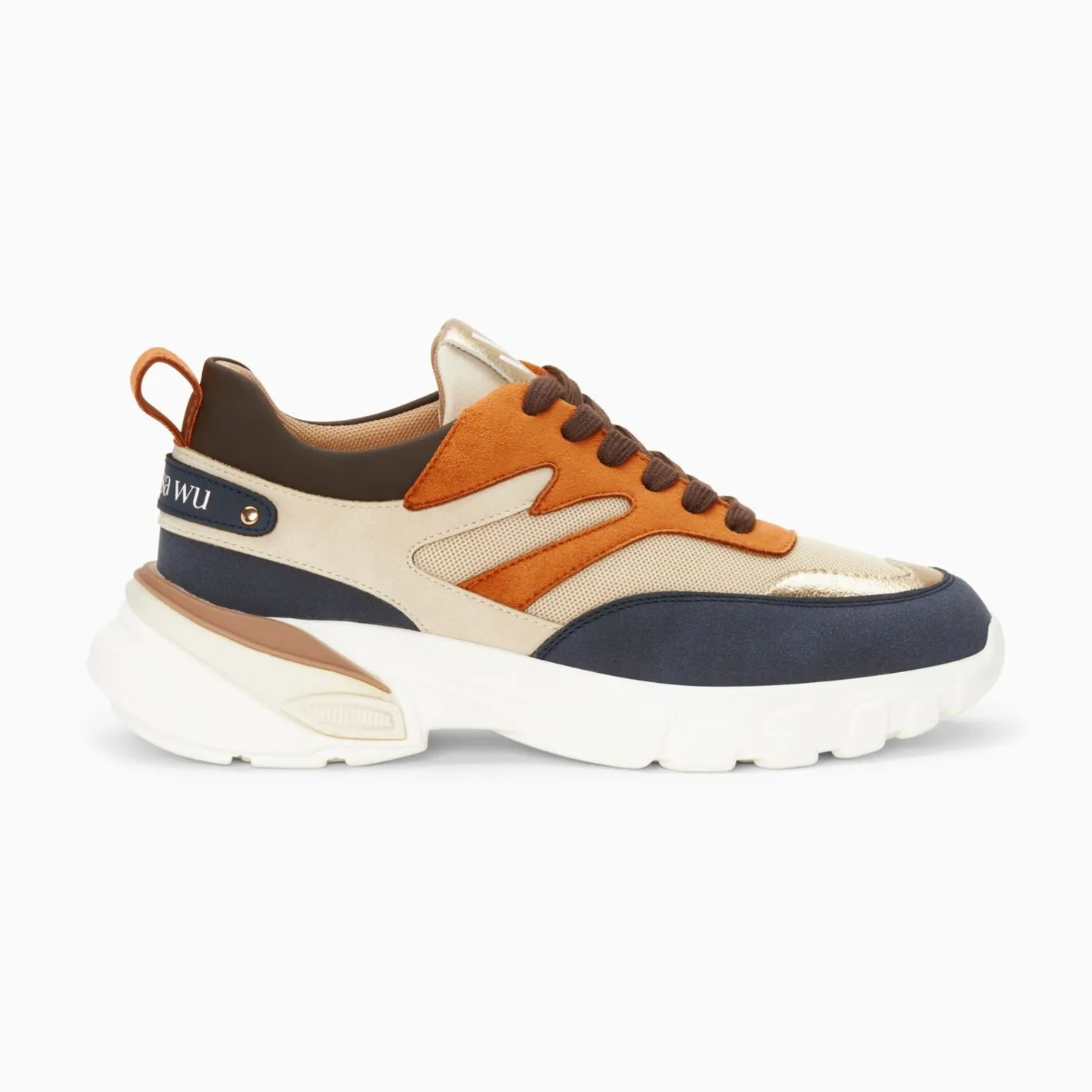 Vanessa Wu Baskets Ruth Bleu, Beige Et Orange A Semelle Oversize Clearance