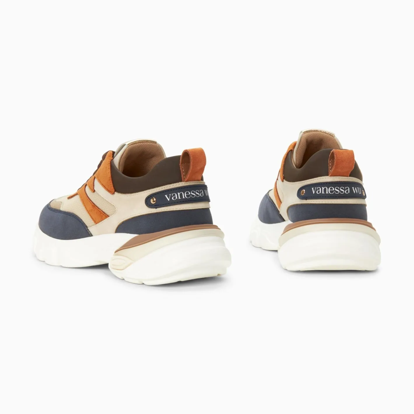 Vanessa Wu Baskets Ruth Bleu, Beige Et Orange A Semelle Oversize Clearance