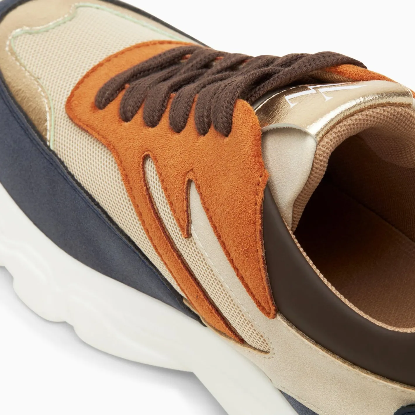 Vanessa Wu Baskets Ruth Bleu, Beige Et Orange A Semelle Oversize Clearance