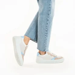 Vanessa Wu Baskets Sara En Toile Beige A Details Bleu Clair Hot