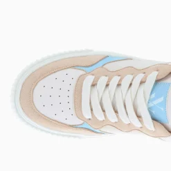 Vanessa Wu Baskets Sara En Toile Beige A Details Bleu Clair Hot