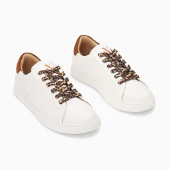 Vanessa Wu Baskets Steph Blanc Et Marron A Lacets Leopard Outlet
