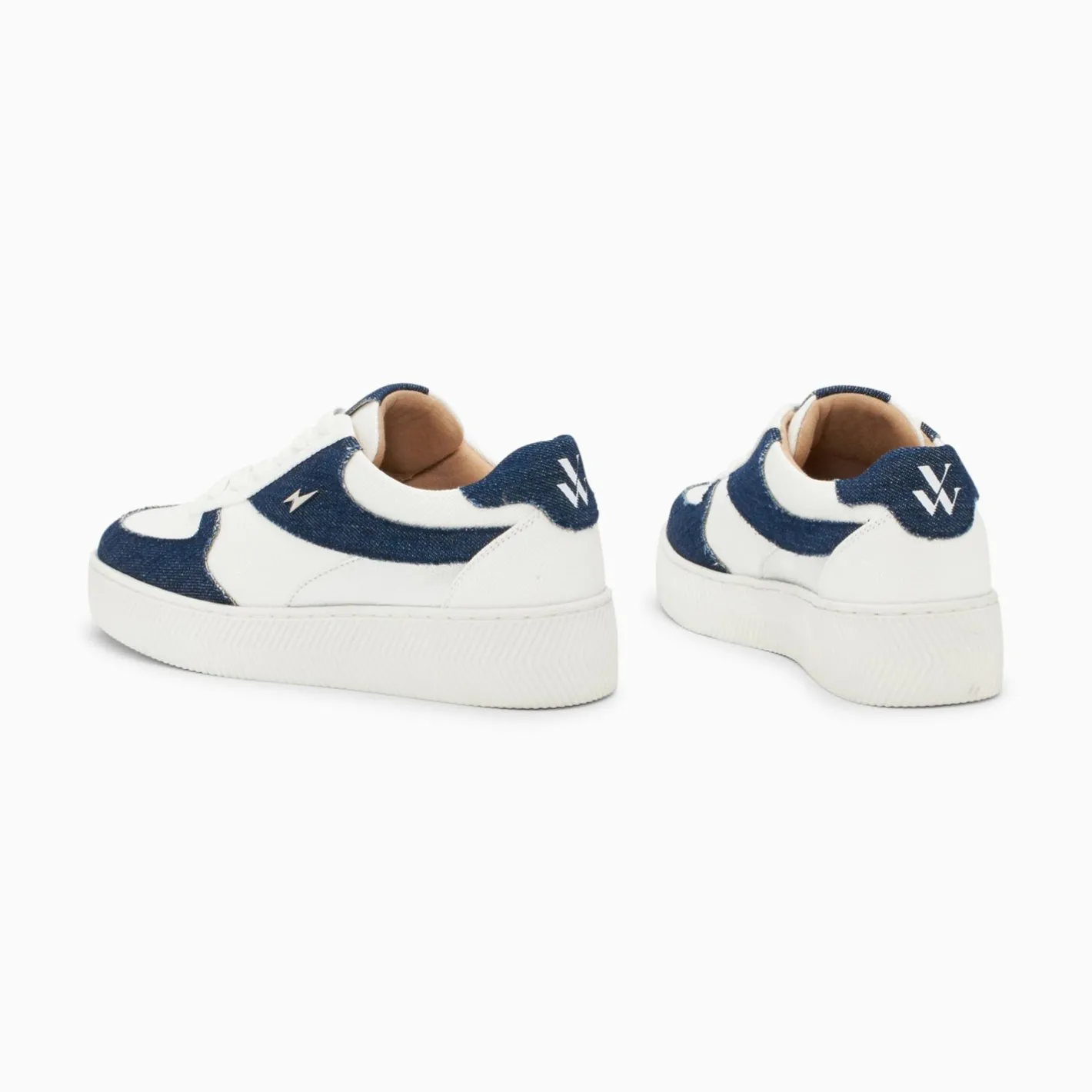Vanessa Wu Baskets Theonie Blanc Et Denim A Lacets Best