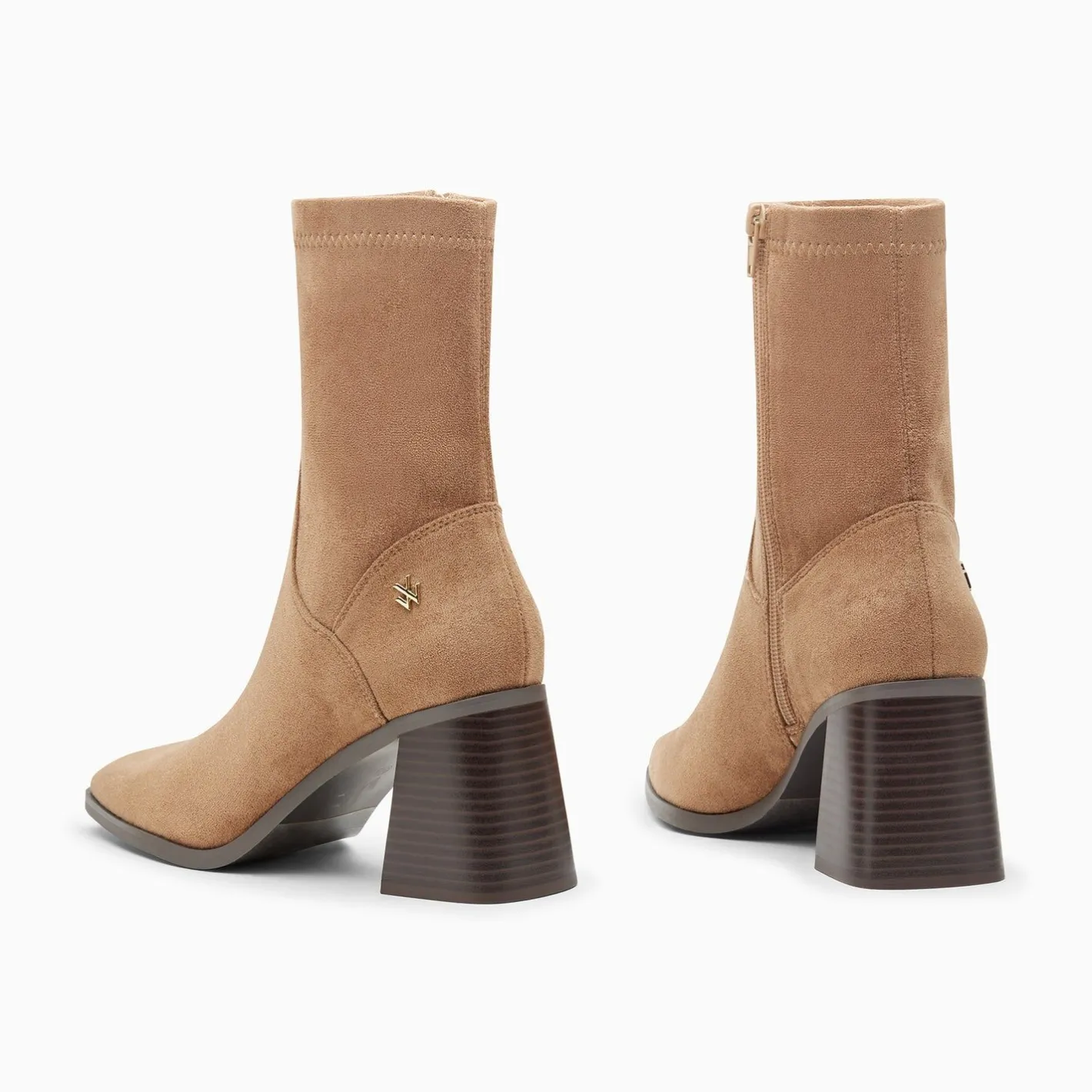 Vanessa Wu Bottines Chaussettes Alizee Beiges A Talon Trapeze