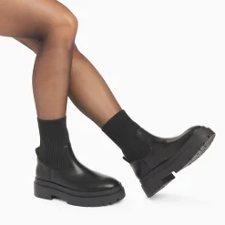Vanessa Wu Bottines Chaussettes Elisa Noires A Plateforme Crantee