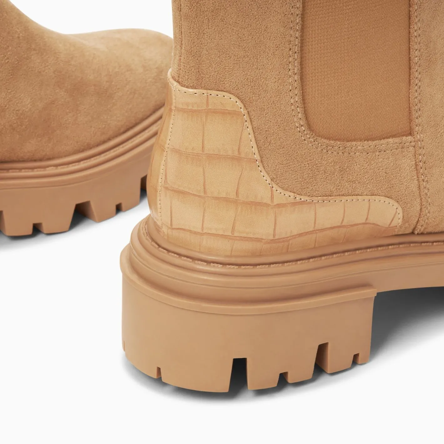 Vanessa Wu Bottines Chelsea Greta Beiges A Contrefort Croco New